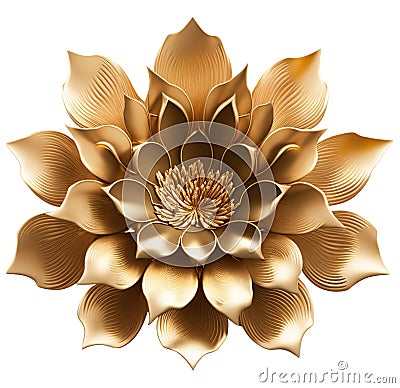 Golden Blossoming Floral Sculpture - aI generated Stock Photo