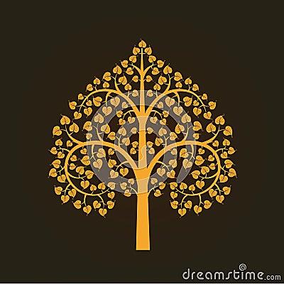 Golden Bodhi tree symbol, illustration Vector Illustration