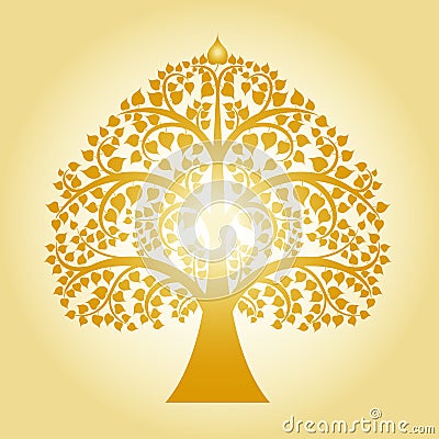 Golden bodhi tree Vector Illustration