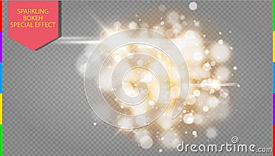 Golden bokeh light effect explosion with sparks modern design Vector Illustration