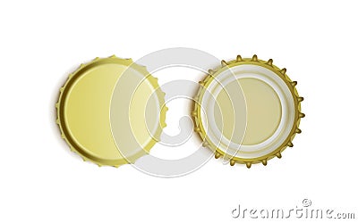 Golden bottle cap top and bottom view Vector Illustration