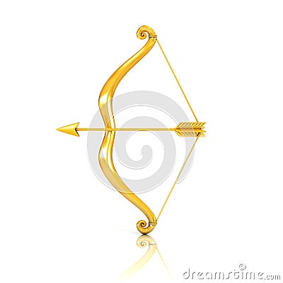 Golden bow and arrow Cartoon Illustration