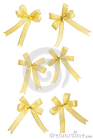 Golden bowknot collection Stock Photo