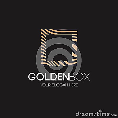 Golden box logo abstract line style Vector Illustration