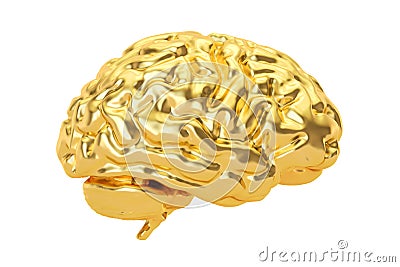 Golden Brain, 3D rendering Stock Photo