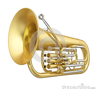 Golden Brass Wind Instrument Euphonium Isolated Stock Photo