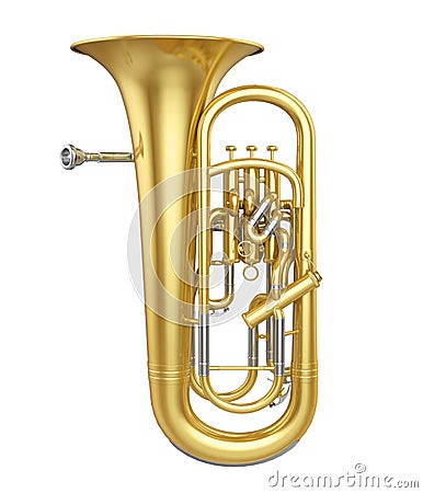 Golden Brass Wind Instrument Euphonium Isolated Stock Photo