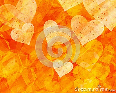 Golden bright painted hearts backgrounds Stock Photo