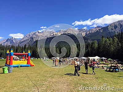 Golden, British Columbia - July 24th, 2016: Crowds of concert go Editorial Stock Photo