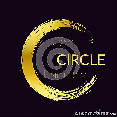 Golden brush stroke zen circle artwork template Vector Illustration