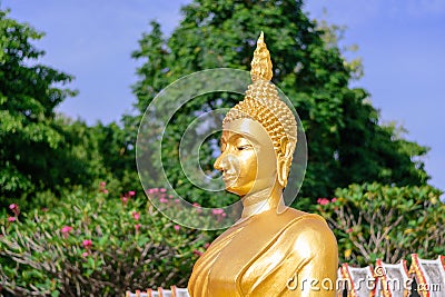 Golden Buddha in Buddhism Stock Photo