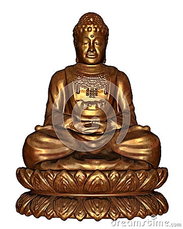 Golden buddha - 3D render Stock Photo