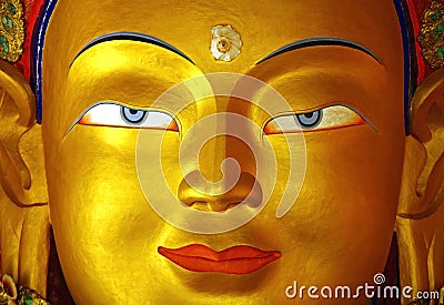 Golden buddha face Stock Photo