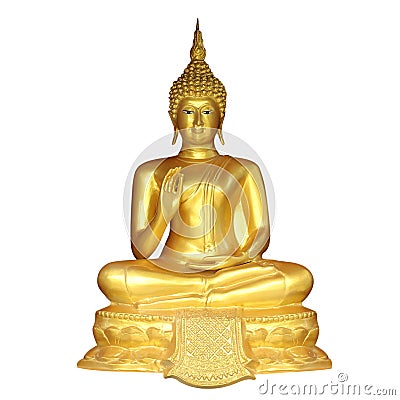 Golden Buddha isolated on white Stock Photo