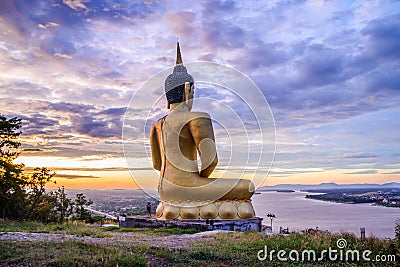 The Golden Buddha at Phu salao temple of Pakse Stock Photo