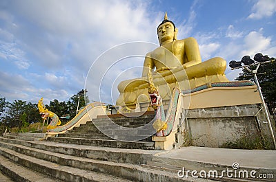 The Golden Buddha at Phu Salao temple, Pakse, Laos. Stock Photo