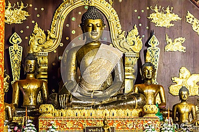 Golden buddha shrine in Thailand Stock Photo