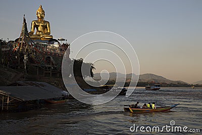 Golden Buddha at Sop Ruak Editorial Stock Photo