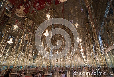 Golden Buddha statue at Cathedral glass, Temple in Thailand Editorial Stock Photo