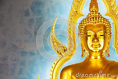 Golden Buddha statue in the Marble Temple or Wat Benchamabophit Stock Photo