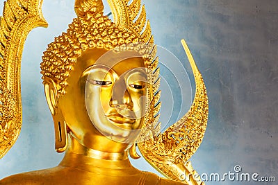 Golden Buddha statue in the Marble Temple or Wat Benchamabophit Stock Photo