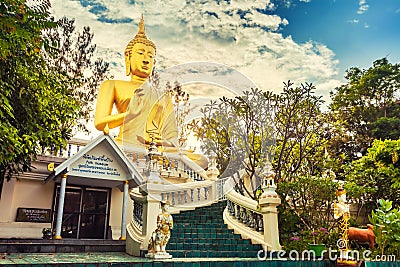 Golden Buddha statue in Thailand Buddha Temple Editorial Stock Photo