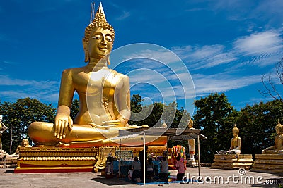 Golden Buddha Statue, Wat Phra Yai, Pattaya Editorial Stock Photo