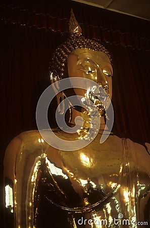 Golden Buddha, in temple Stock Photo