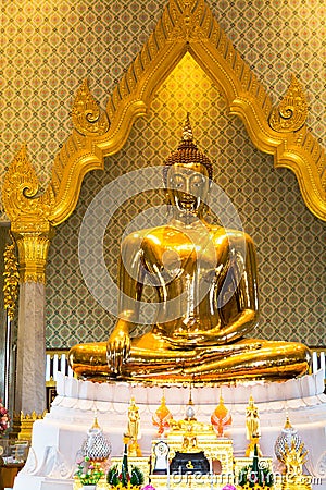 Golden Buddha,Wat Trimit, Bangkok, Thailand. Famous for its gigantic, three-meters tall and 5.5 tons Buddha Image, made of solid Editorial Stock Photo