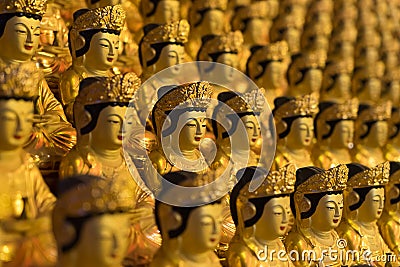 Golden Buddhas of Bongeunsa Temple Stock Photo