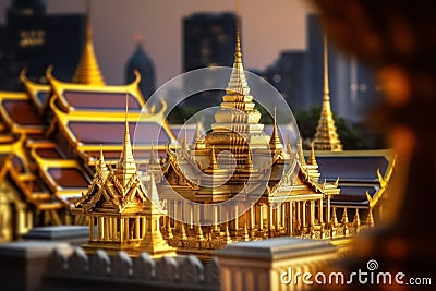 Golden Buddhism Thai temple with Ai Generated Stock Photo