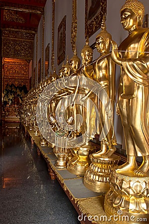 Golden budha at northen temple in Mae Taeng, Chiang Mai, Thailand. Stock Photo