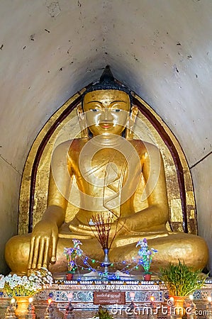 Golden Burma Buddha Altar Maha Bodhi Temple Bagan Stock Photo