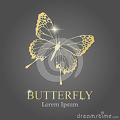 Golden butterfly logo. Golden butterfly silhouette. company logo Vector Illustration