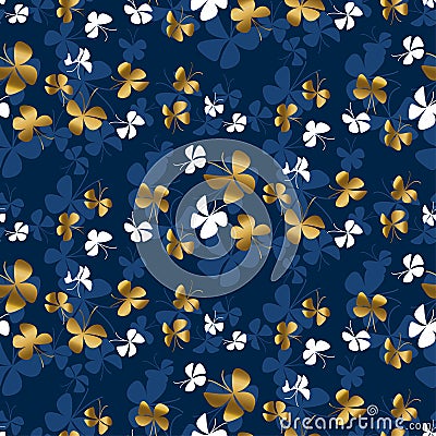 Golden butterfly silhouette seamless pattern Vector Illustration