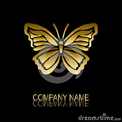 Golden butterfly symbol Vector Illustration