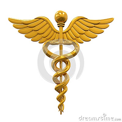 Golden Caduceus Medical Symbol Stock Photo