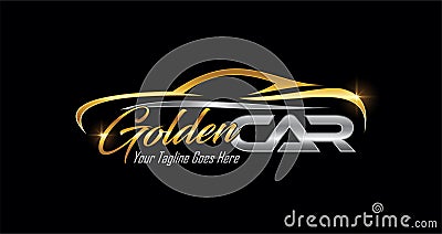 Golden Car Logo Sign Vector Illustration