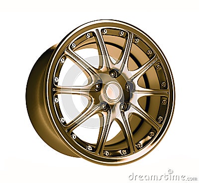 Golden car rim Stock Photo