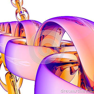 Golden chain close-up. 3d render. Stock Photo