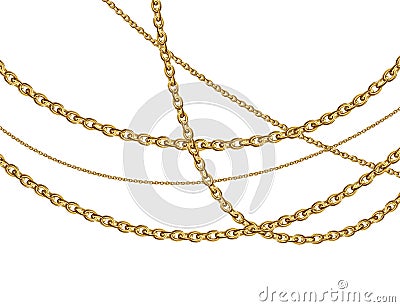 Golden Chain Necklace. Gold Chain. Jewellery Accessory. Vector Illustration