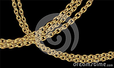 Golden Chain Necklace. Gold Chain. Jewellery Accessory. Vector Illustration