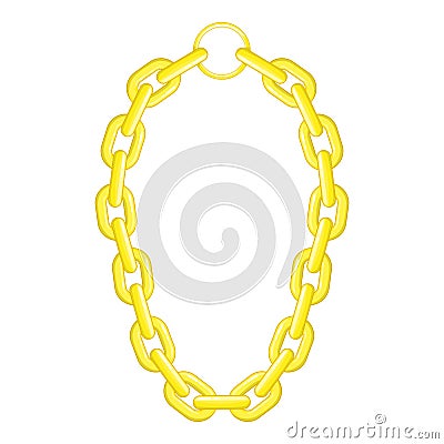 Golden chain necklace icon, cartoon style Vector Illustration