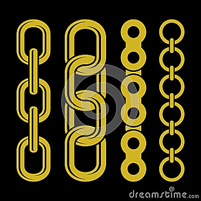 Golden chain parts icons set on white background. Vector. Vector Illustration