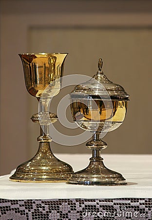 Golden chalice Stock Photo