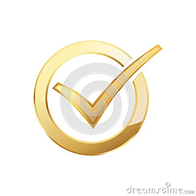 Golden check mark. Vector illustration Cartoon Illustration