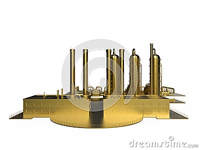 Golden chemical production facility Cartoon Illustration