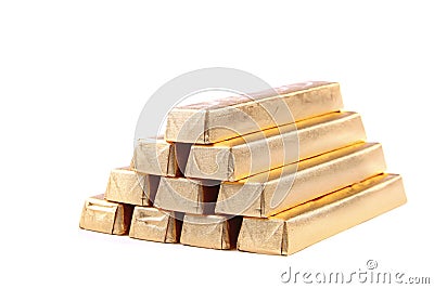 Golden chocolate bars Stock Photo