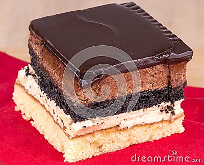 Golden chocolate cake Stock Photo