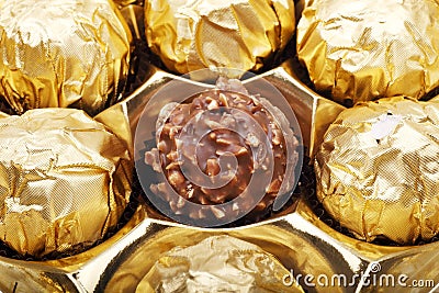 Golden chocolate close-up Stock Photo